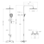 Душевая термостатическая система с изливом и с регулировкой высоты BLAUTHERM 945613RM300CUC медь
