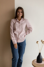 Рубашка изо льна светло-розового цвета