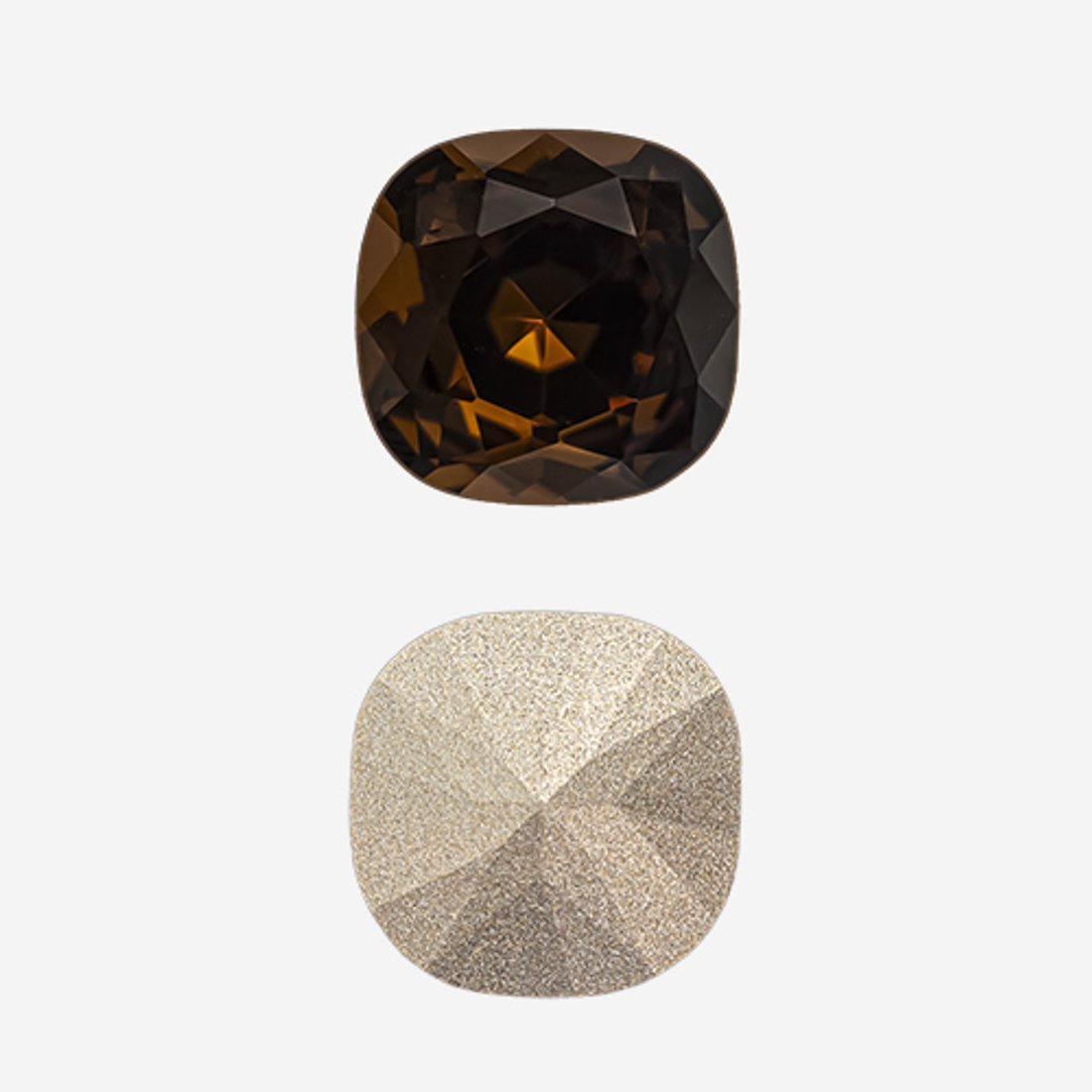 Кристалл Кушон (Сushion), оттенок "Smoked Topaz", 12мм