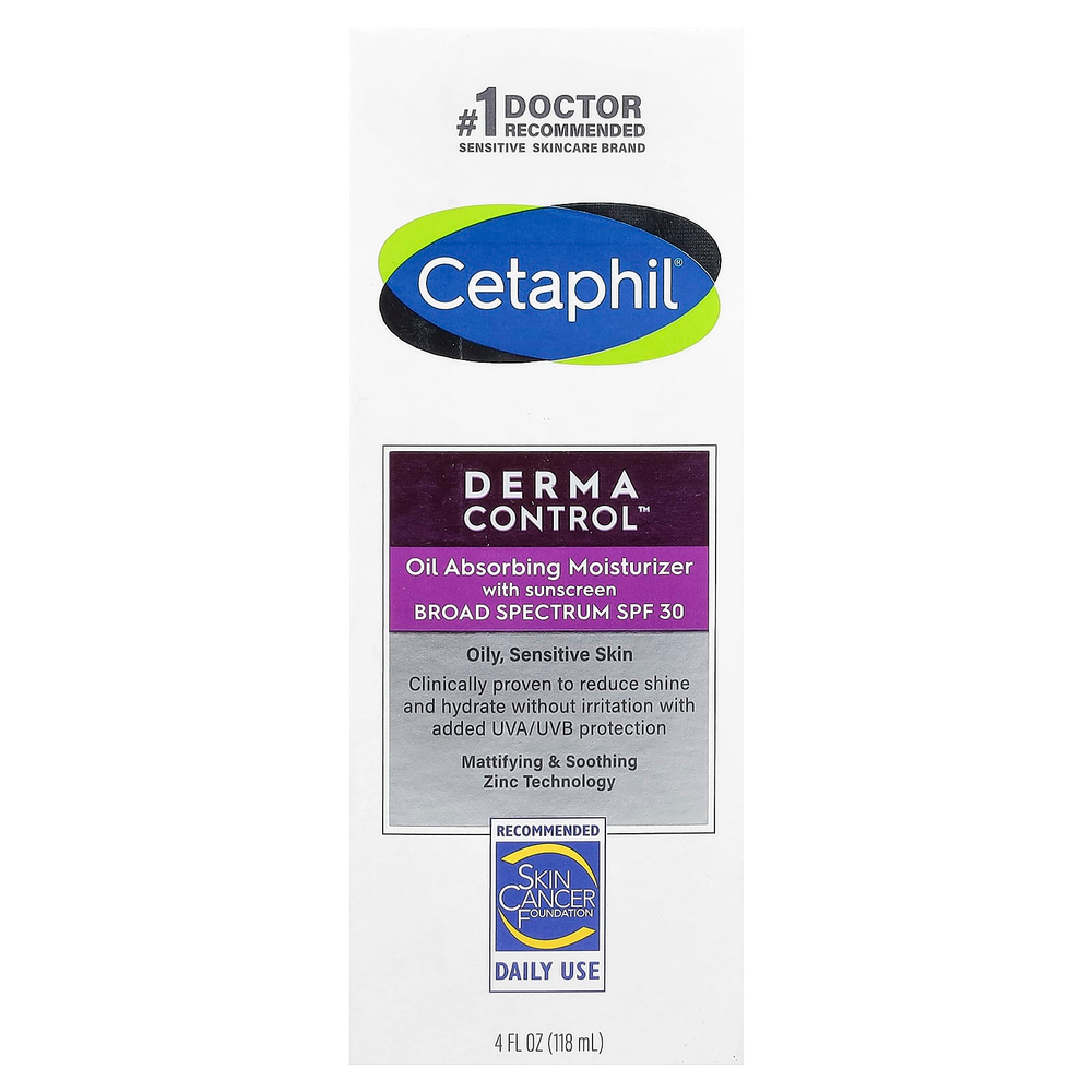 Cetaphil, Derma Control ™, маслоабсорбирующее увлажняющее средство, SPF 30, 118 мл (4 жидк. унц.)