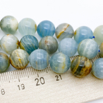 Кальцит голубой бусины, диаметр около 10,1,-10,3 мм, цена за 9 шт (1/4 нити)
