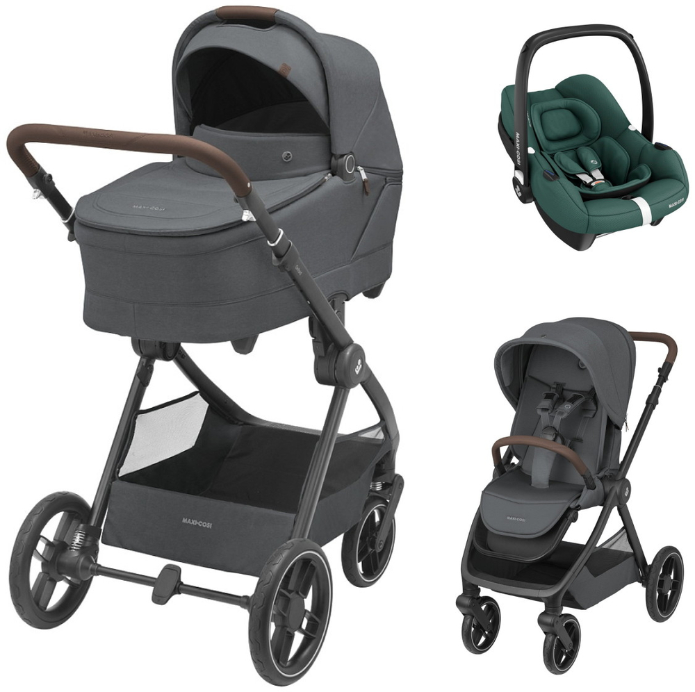 Коляска детская Maxi-Cosi Oxford Plus 3 в 1 с автокреслом CabrioFix Essential green 1978204110 PlusTwillic Graphite/Графит