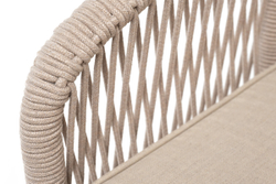 "Канны" кресло плетеное из роупа, каркас алюминий белый, муар, роуп бежевый круглый, ткань бежевая 052