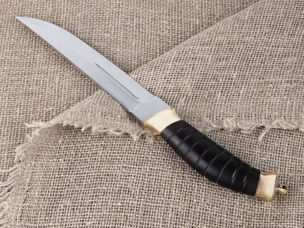 Нож «Пластунский», сталь Х12МФ, резная рукоять из черного мореного граба