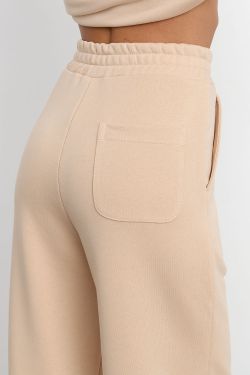 Джоггеры бананы без начеса из премиум футера ванильного цвета