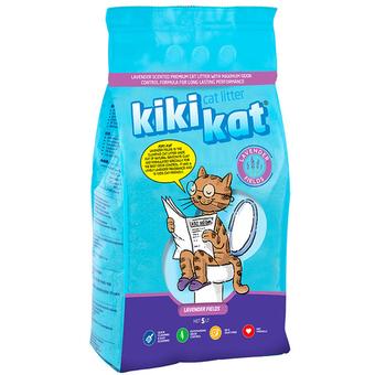 Бентонитовый наполнитель для кошачьего туалета KikiKat супербелый комкующийся, с ароматом лаванды, 5 л