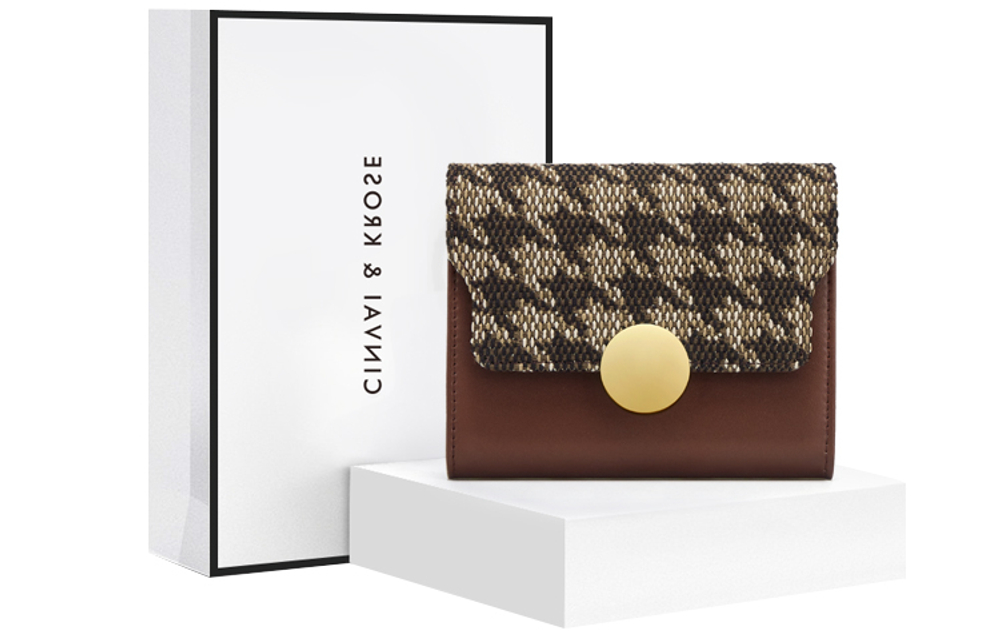 XINWAYI·KELUOSI Fabric, Synthetic Leather Wallet, Coin Purse, Card Holder, Document Bag, Wallet Regular Women"s Brown