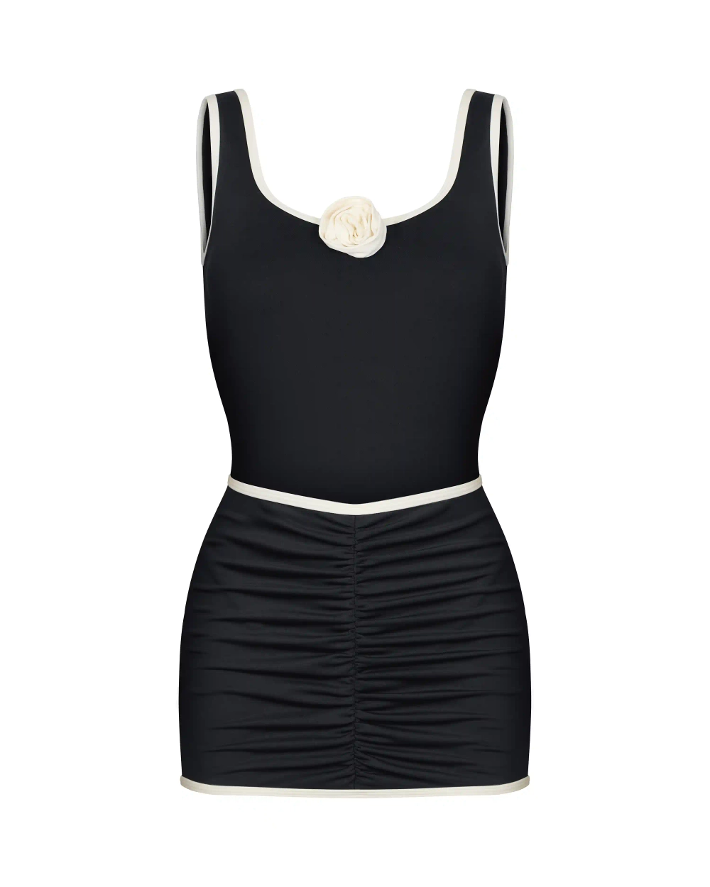 Sarah-Samantha, комплект из бифлекса, купальник слитный черный с юбкой, с розой