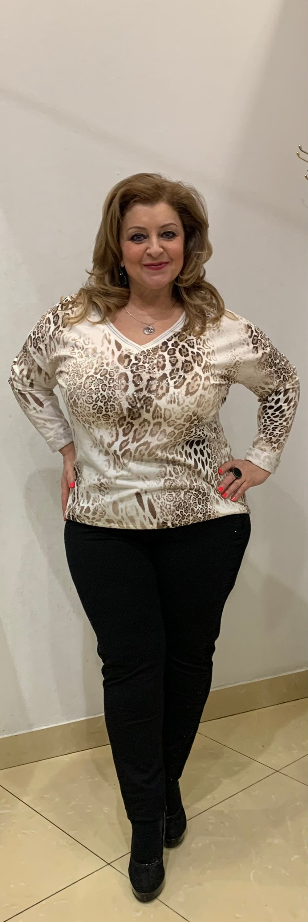 Блузон с серебристой надписью и леопардовым принтом