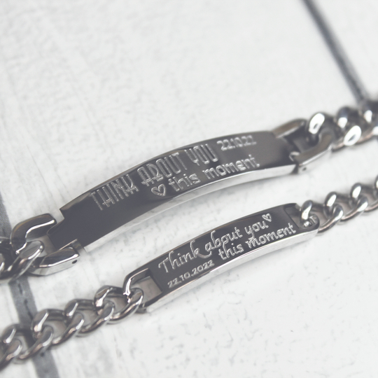 Парные стальные браслеты Titan для двоих с гравировкой на заказ (титановая сталь)