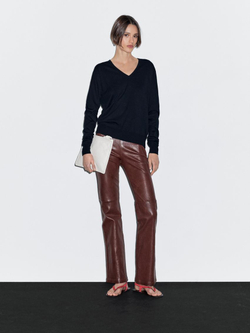 Massimo Dutti Свитер из смесовой шерсти с V-образным вырезом, темно-синий