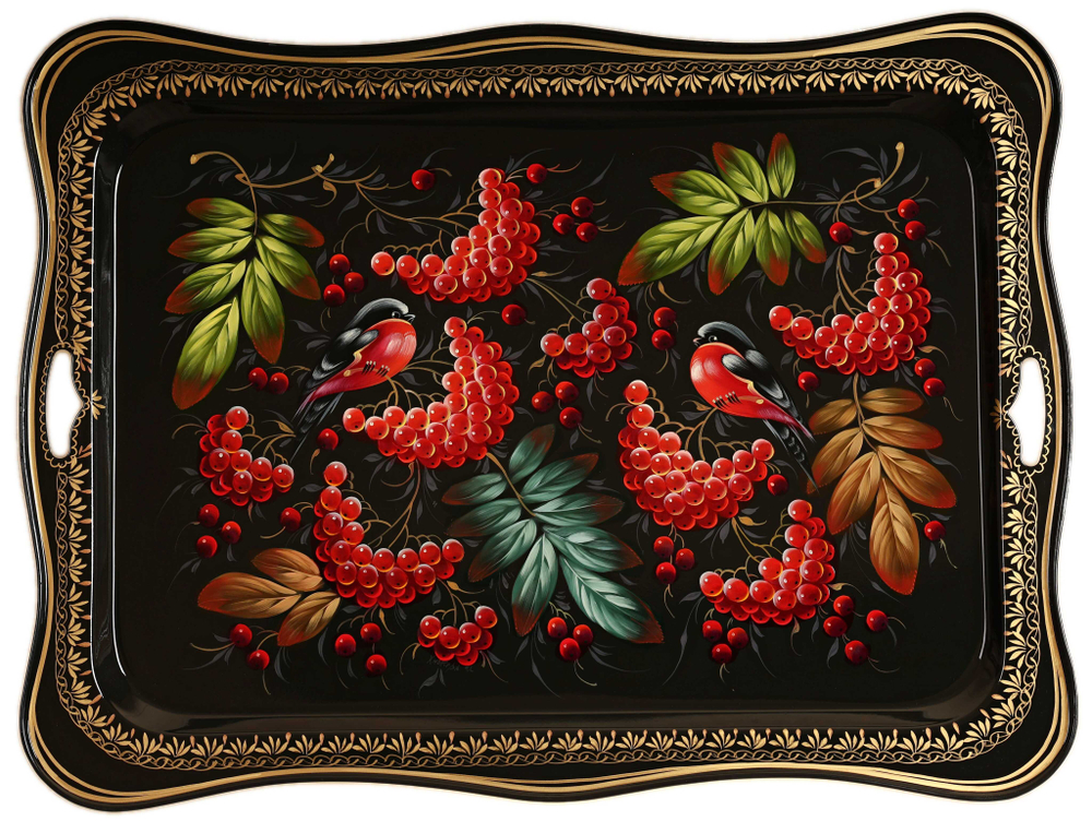 Жостовский поднос декоративный, размер 58х44 см (A29), металлический