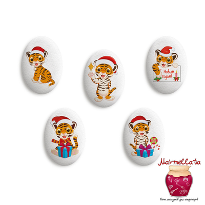 Сахарные фигурки Медальоны ТИГРЯТА, 35*25 мм, 10 шт.