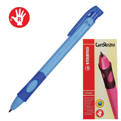 Карандаш механический цанговый 2 мм, STABILO "Left Right", для правшей, корпус голубой, 6623/1-10
