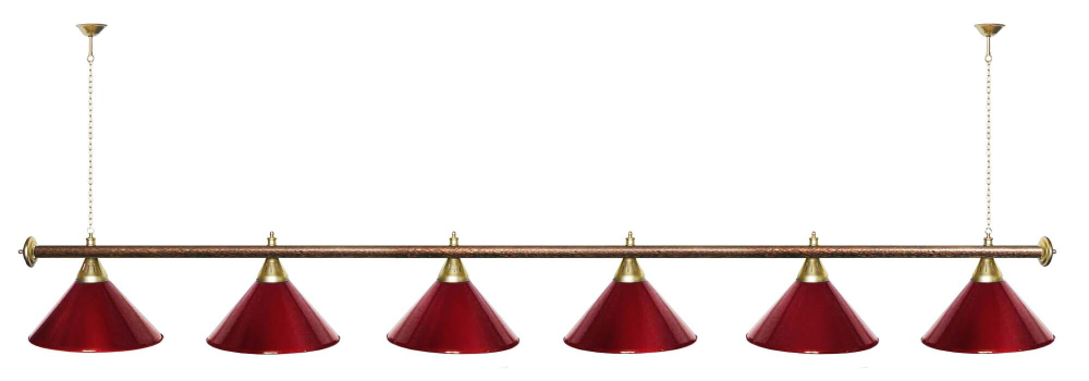 Лампа STARTBILLIARDS 6 пл. (плафоны зеленые,штанга зеленая,фурнитура золото)