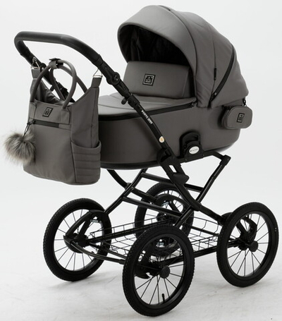 Детская коляска Adamex Porto Retro Deluxe 3 в 1 PO-SA04 (Т.СЕР.КОЖА)