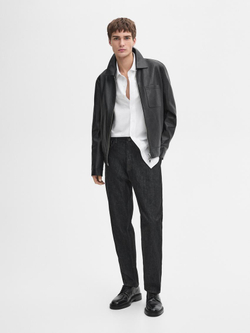 Massimo Dutti Зауженные джинсы селвидж из хлопка, черный