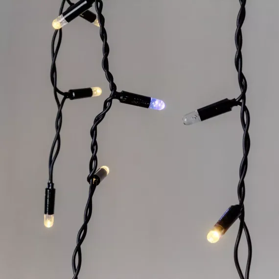 Светодиодная бахрома 3,1*0,5 м., 120 LED, тепло-белый, мерцание, черный провод каучук, LTC (ECO120BLW-1-2WW)