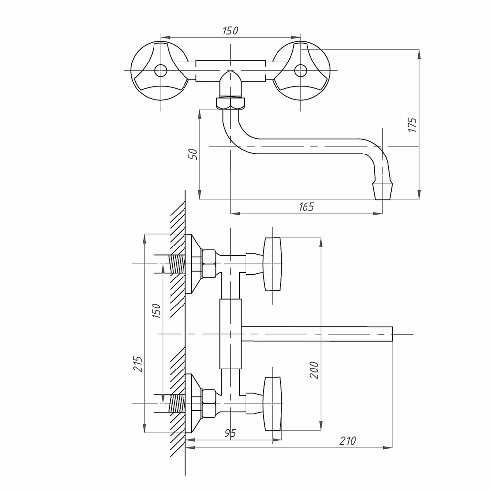 Смеситель для кухни 1/2 кер наст. ниж. ПРОФСАН  ПСМ-108-К80 "КОМПЛЕКТАЦИЯ"  эксц. "РУС", ХРОМ
