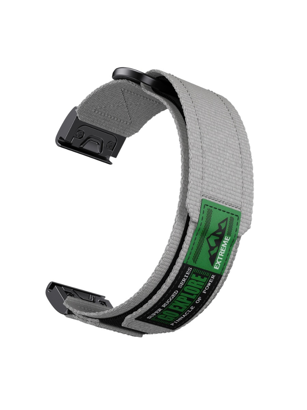 Нейлоновый ремешок 22 мм для Garmin (циферблат 47 мм) QuickFit на липучке (Серый металик)