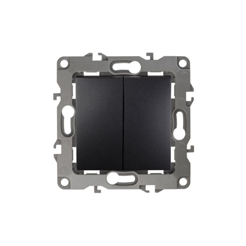 12-1106-05 ЭРА Переключатель двойной, 10АХ-250В, IP20, Эра12, антрацит | Эра 12 Антрацит