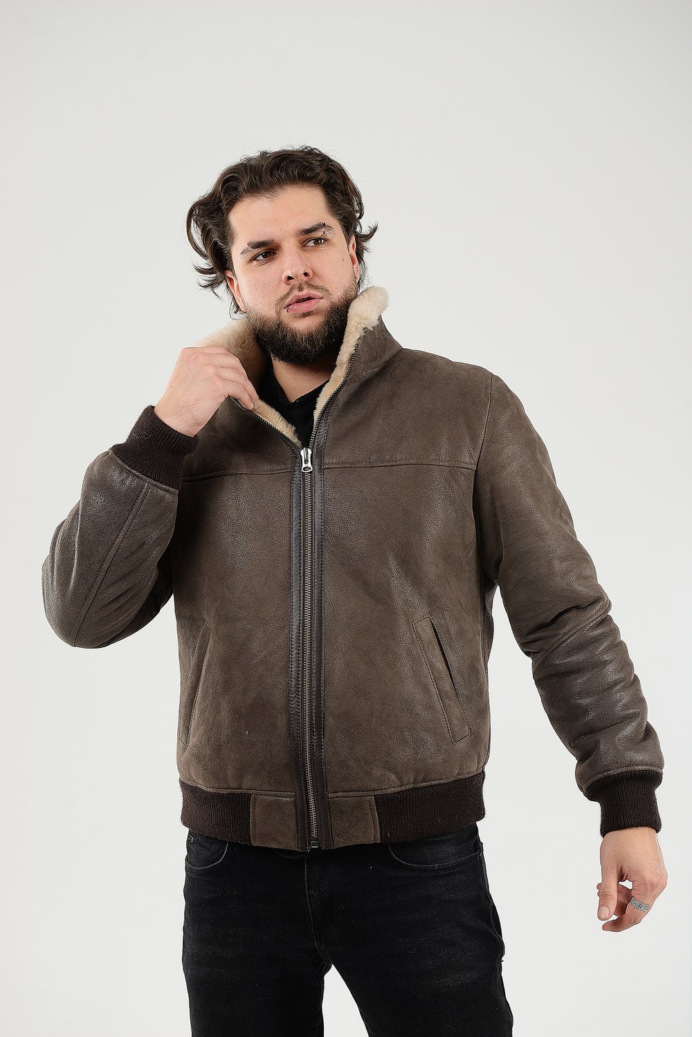 мужская дубленка из овчины с мехом