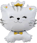 Шар (28''/71 см) Фигура, Котенок Принцесса, Белый, 1 шт.
