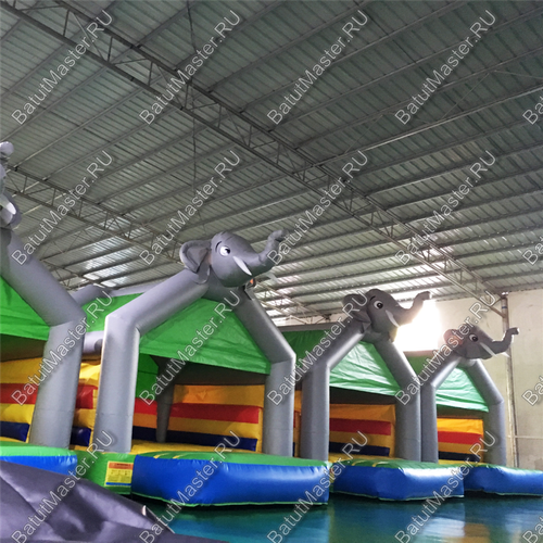 Коммерческий наддувной батут "Слоник - мой друг", 4,5*4,5*3,5 м