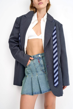 Джинсовая юбка женская JEANS PLEATED SKIRT GREEN