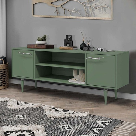 Тумба под ТВ Арт Колор matte 155см Классик Сильвер Зеленый нефрит матовый