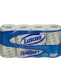 Бумага туалетная Luscan "Standart" 2-слойная, 8шт., тиснение, белая