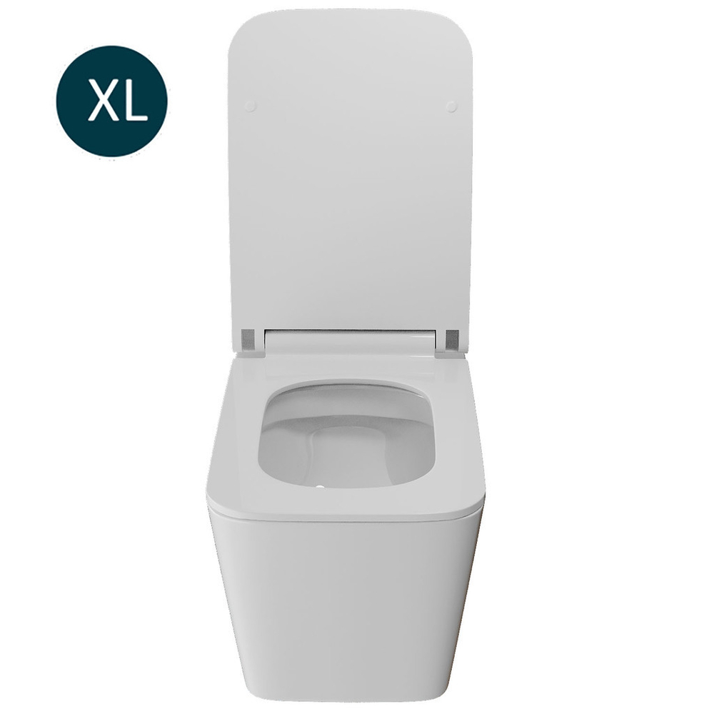 Унитаз подвесной безободковый WAVE LEON сид. дюропласт, м/л, быстр, БЕЛЫЙ глянец (XL)