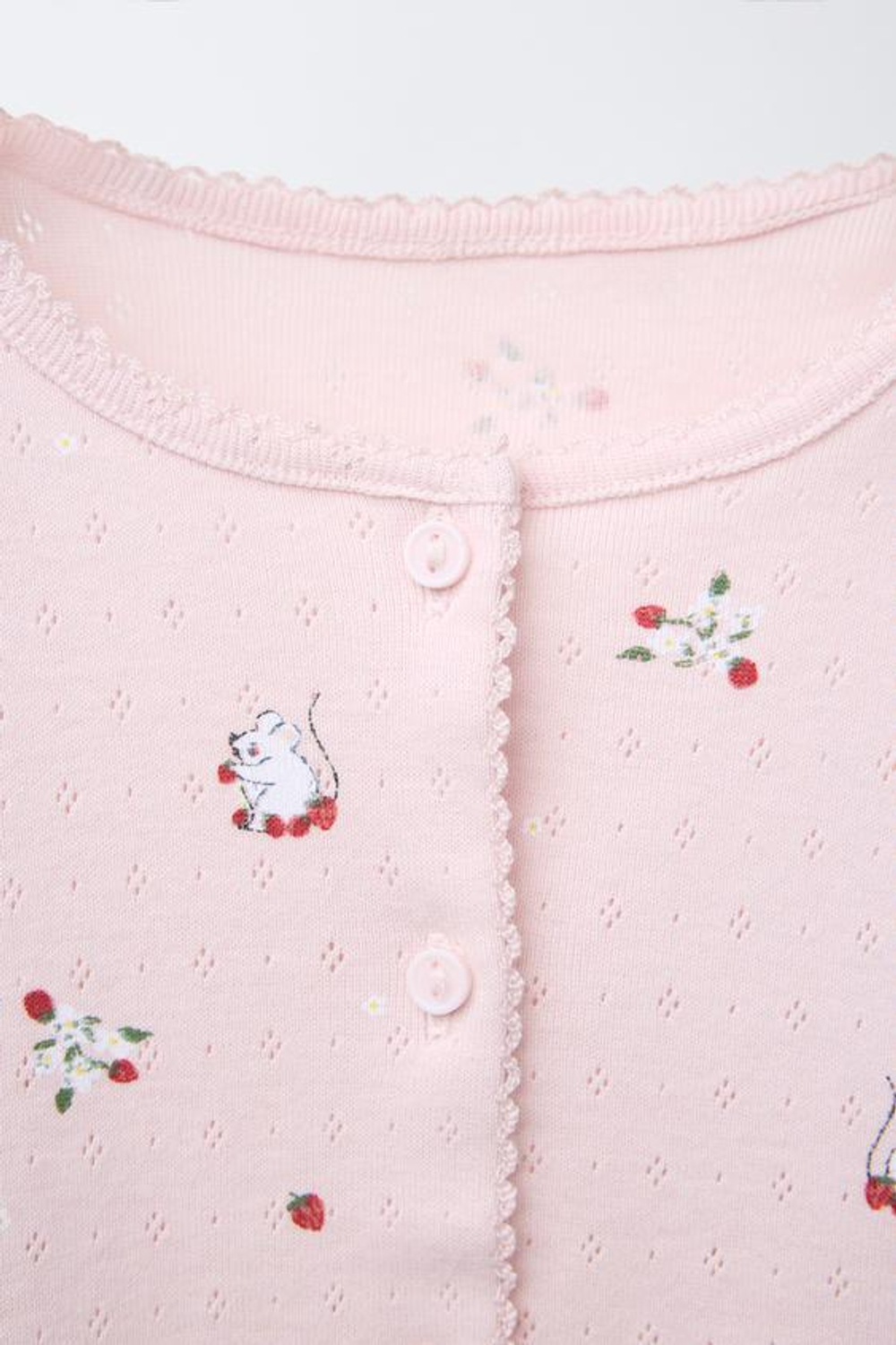 ZARA КОМПЛЕКТ ИЗ БОДИ И КАРДИГАНА С АЖУРНЫМ УЗОРОМ И ПРИНТОМ, РОЗОВЫЙ