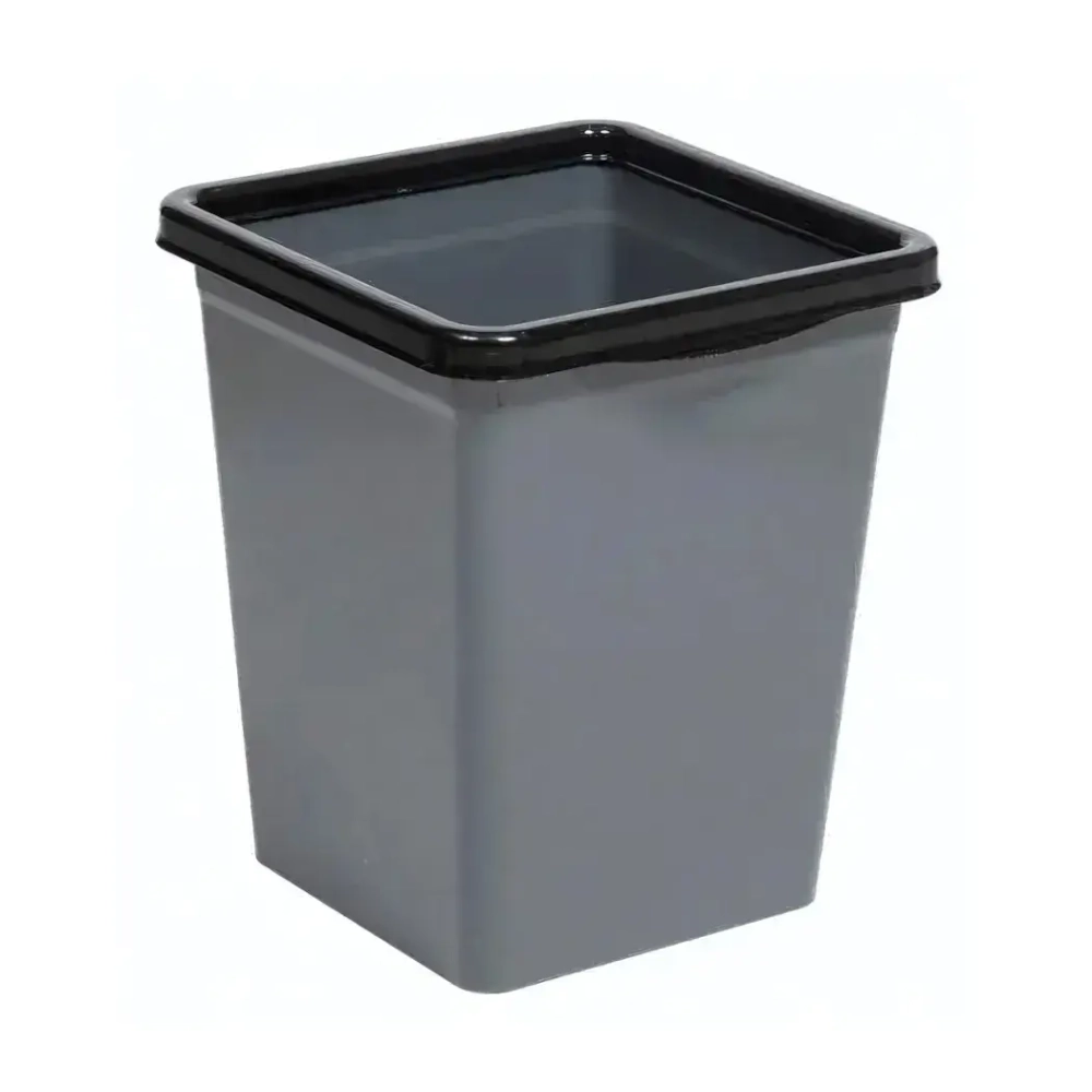 Ведро для мусора с фиксатором квадратное 8,5л (серо/черный)