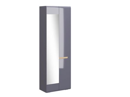 Коллекция Стокгольм Шкаф 2х створчатый с зеркалом левый (380) Серый Графит/Графит Глянец (Набор)