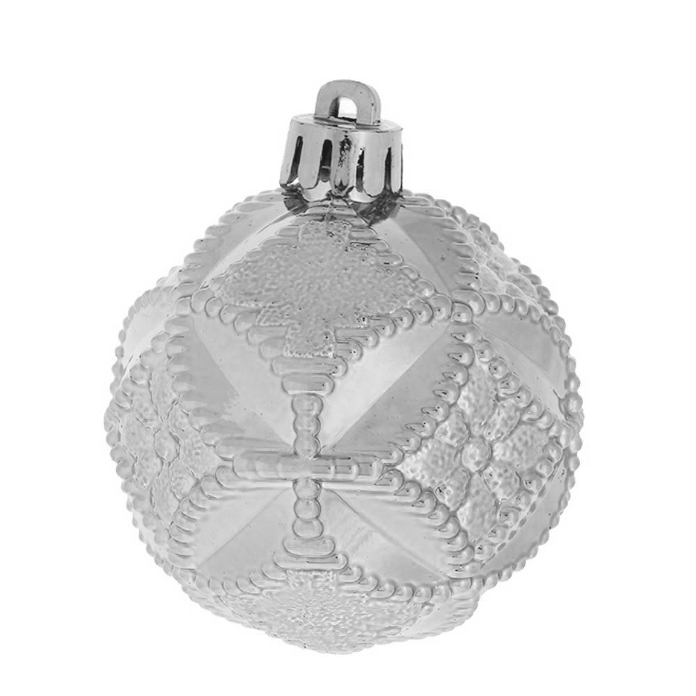 GAEM Набор из 6шт Украшение новогоднее Шар "Вензель серебристый", D 6 см, L11,5 W6 H17 см
