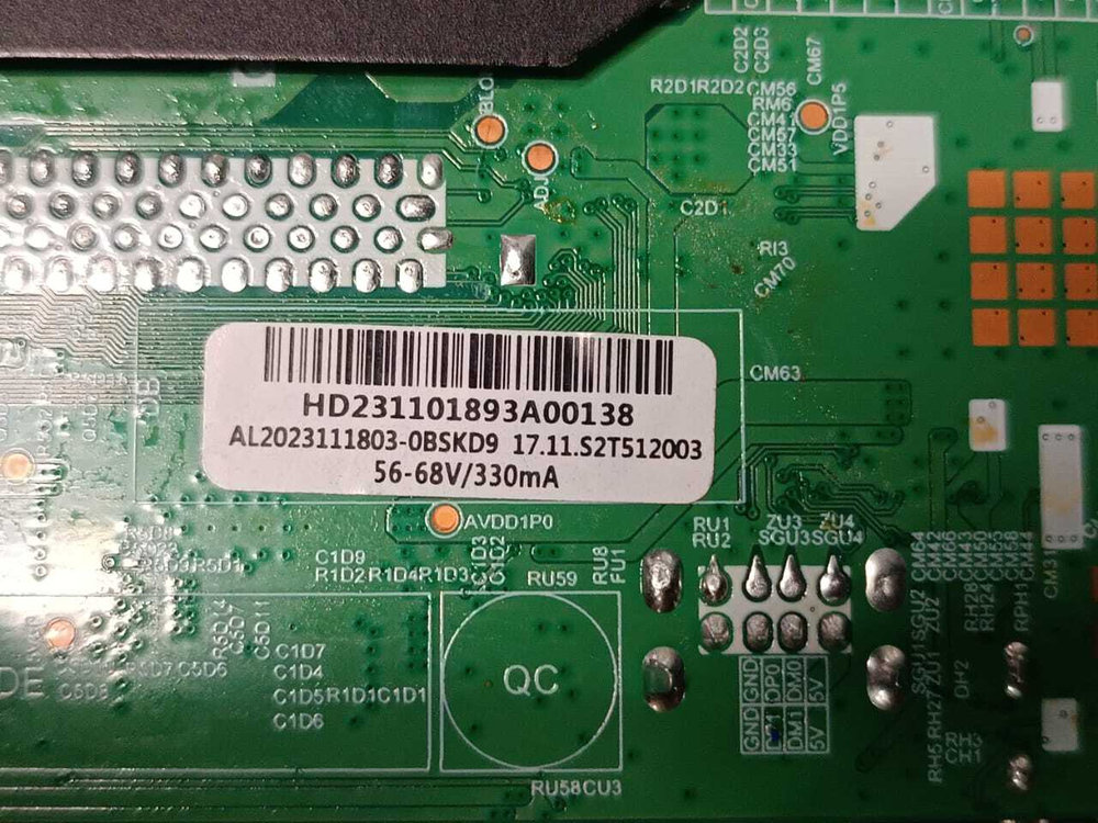 Main плата (HD231101893A00138 / AL2023111803-0BSKD9 17.11.S2T512003) для телевизора Blackton BT 3202 B