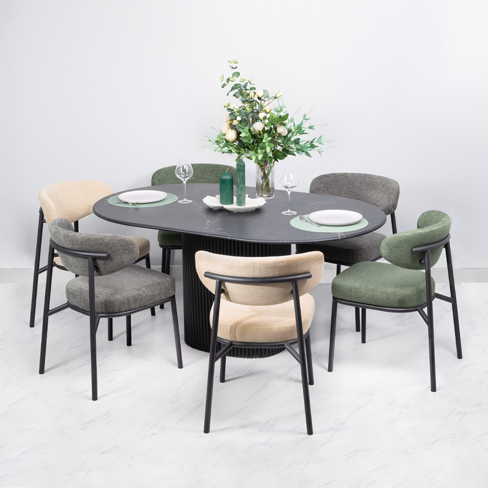 Стул Lucas 2 латте шенилл с чёрными ножками