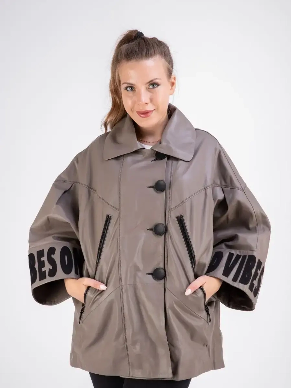 Куртка кожаная из натуральной кожи оверсайз Турция