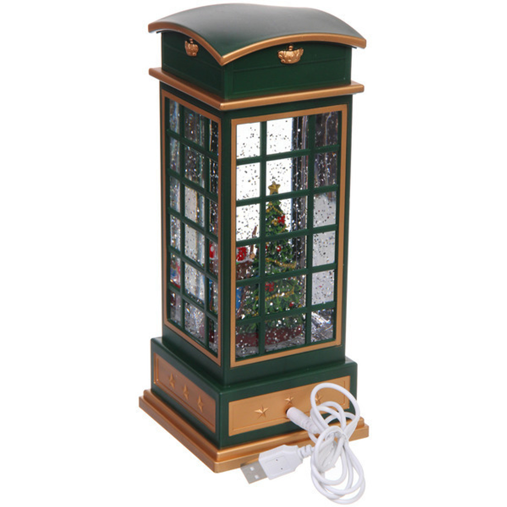 Сувенир с подсветкой «Новогодний снегопад» 10,4*10,4*24,8 см (работает от 3*АА и USB+музыка, подсветка)