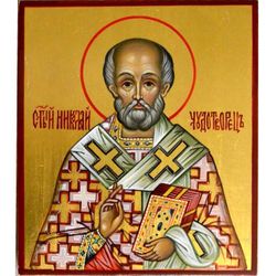 Николай Чудотворец. Небольшая икона ручной работы.