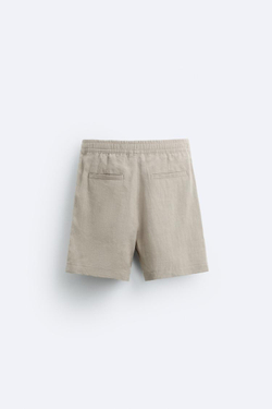 ZARA ШОРТЫ ИЗ 100% ЛЬНА, СЕРО-КОРИЧНЕВЫЙ