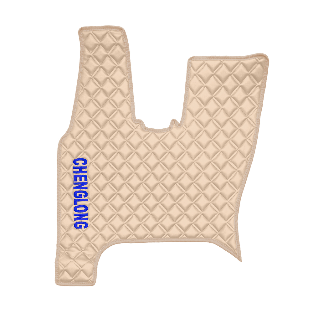 Ковры CHENGLONG (экокожа, бежевый, бежевый кант, синяя вышивка)