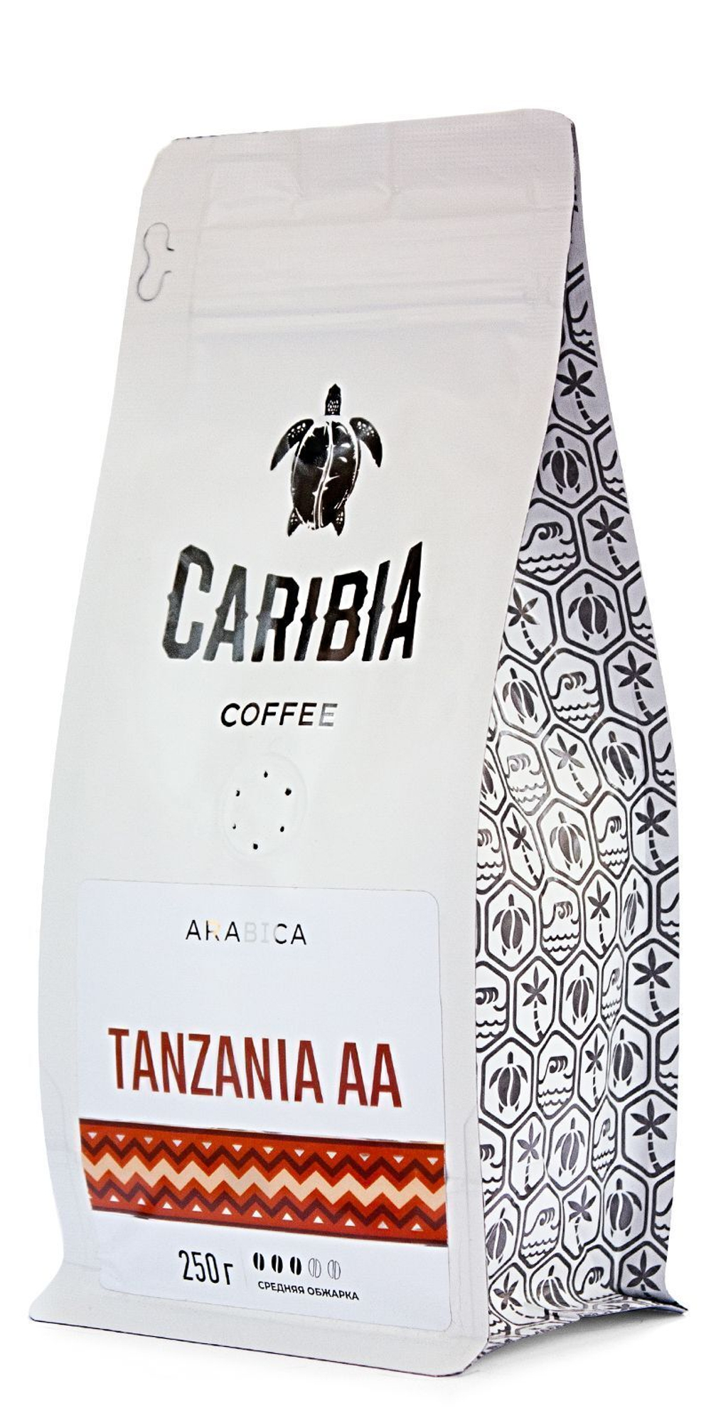 Кофе CARIBIA жареный в зернах Arabica Tanzania, 250г