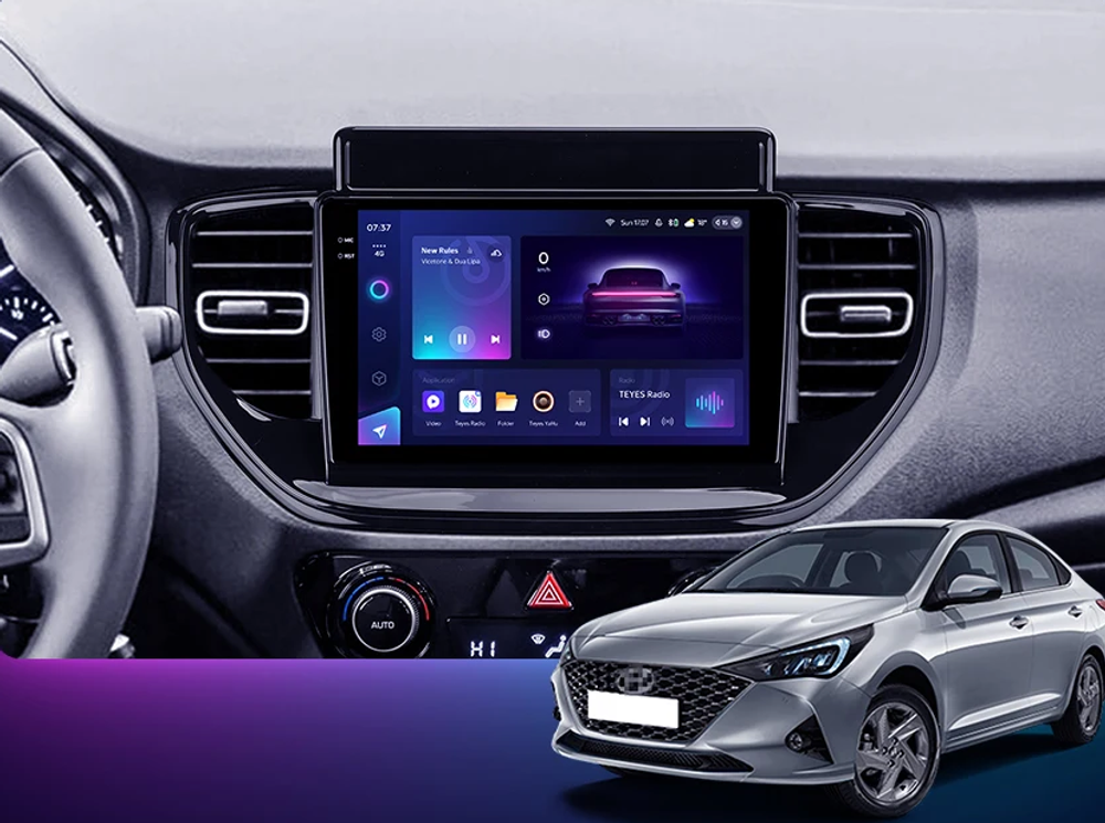 Магнитола для Hyundai Solaris 2 2020-2022 (штатная навигация) - Teyes CC3-2K-360 на Android 10, 2K QLED, 6Гб+128Гб, CarPlay, 4G SIM-слот, 4 камеры в комплекте