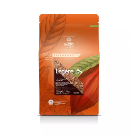 Обезжиренный какао порошок LEGERE 1% Cacao Barry, 750 гр