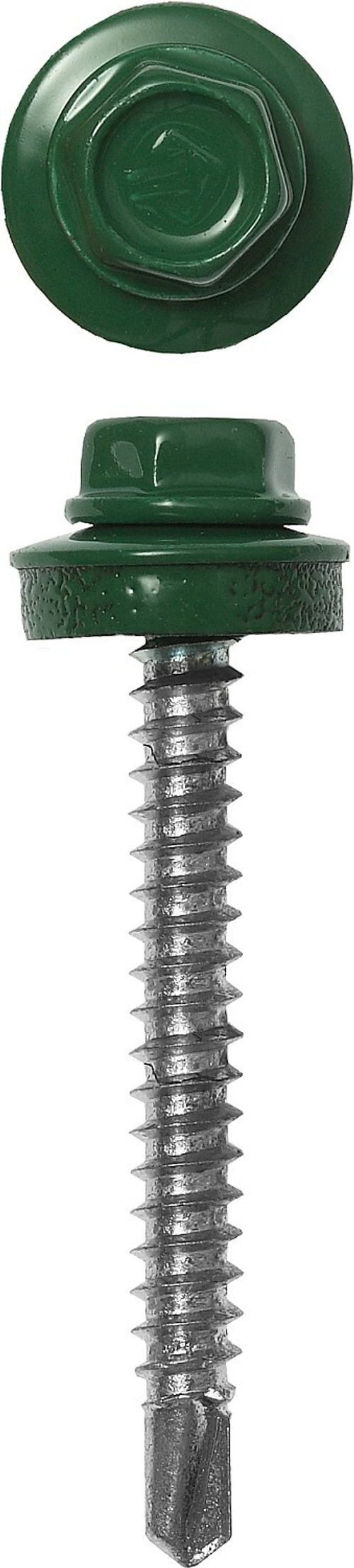 Саморезы СКД кровельные, RAL 6002 зеленый лист, 35 х 4.8 мм, 380 шт, для деревянной обрешетки, ЗУБР Профессионал