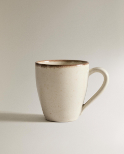 Zara Home чашка из каменной керамики, цвет бежевый, 13 см