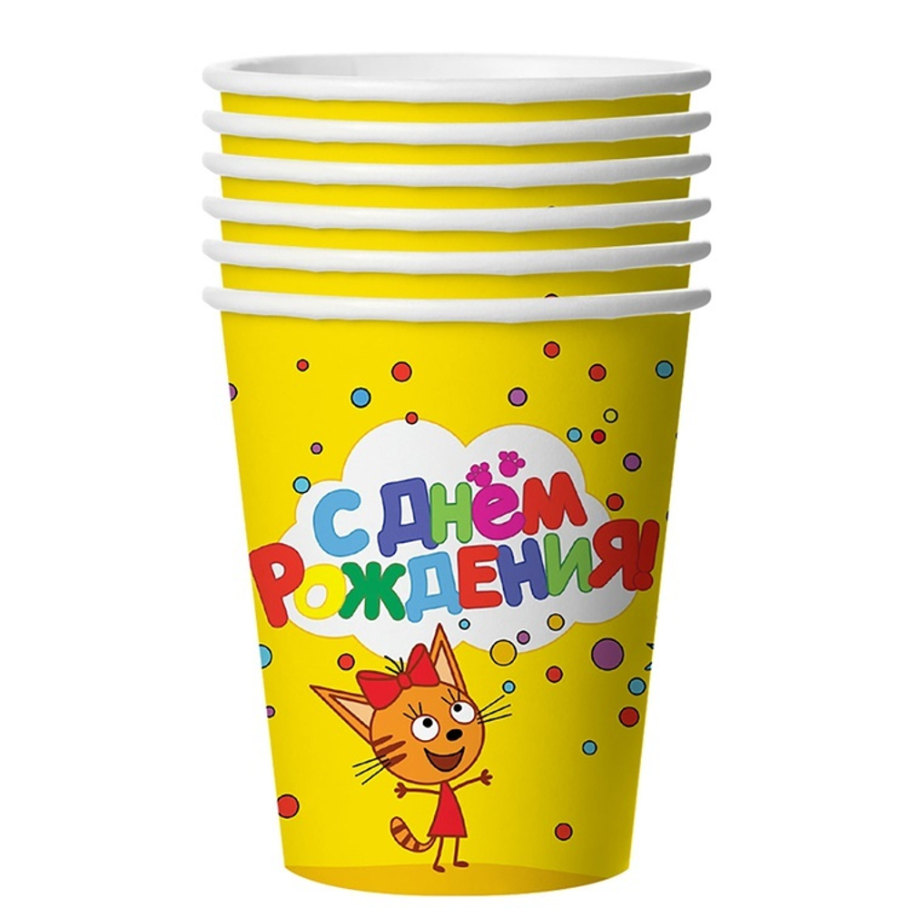 Стаканы бумажные «Три кота», 250 мл, 6 шт