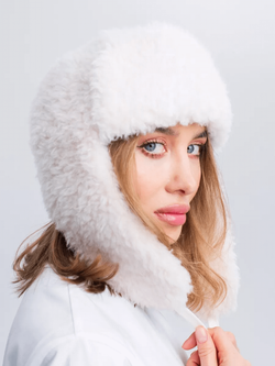 Ушанка теплая, белая, SilverFox